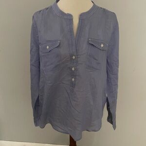 J. Crew NWT Blue Striped Women's Popover Top, Size Large